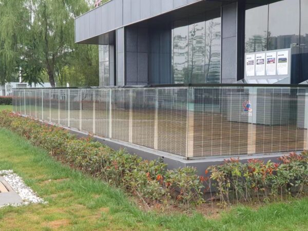 Luxury apartment balcony with frameless BIPV railing