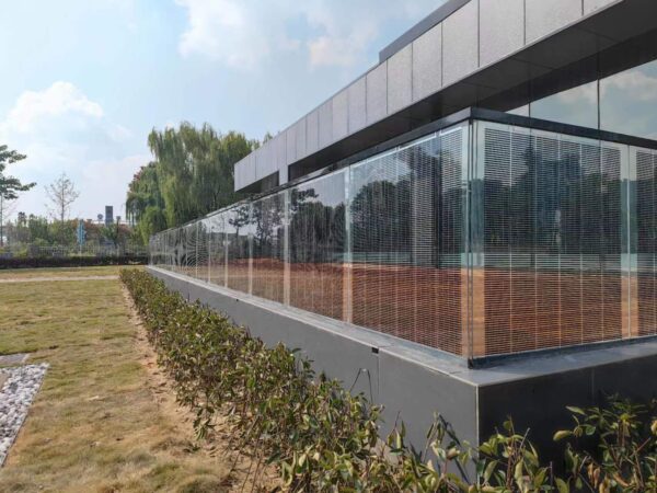 Transparent BIPV solar glass integration on hotel facade