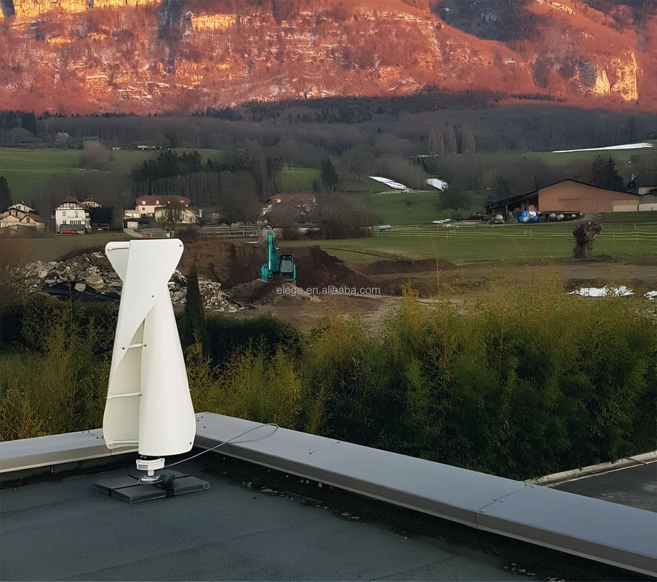 5kW vertical axis turbine installed on a flat roof