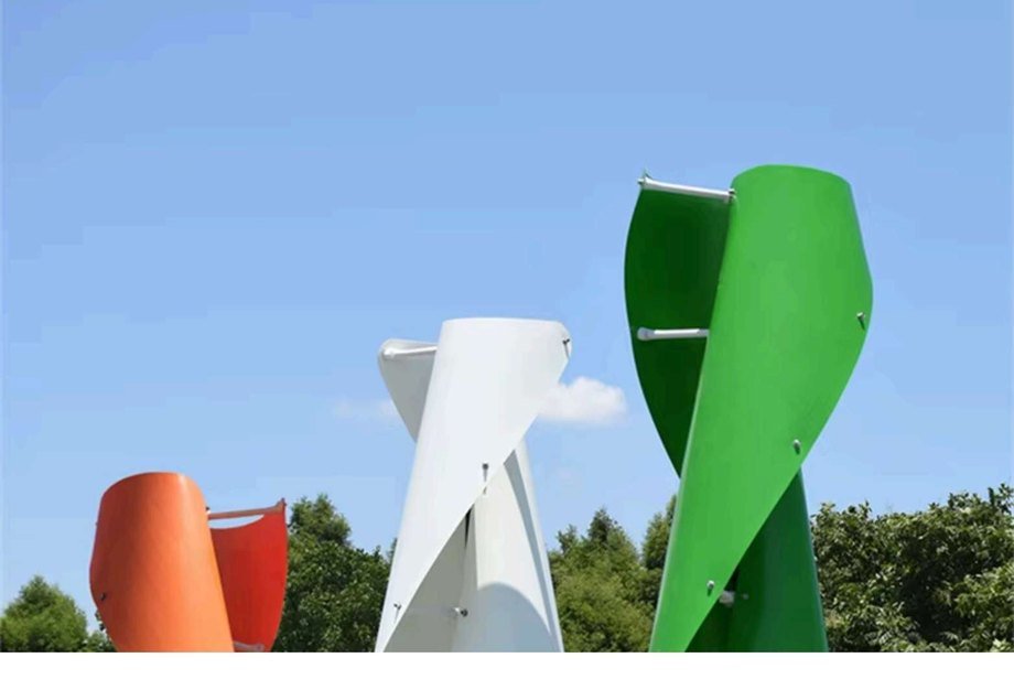 FS-series 5kW vertical axis wind turbines — white, orange and green